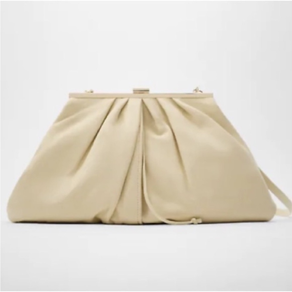 DOUBLE EXTERIOR LEATHER CROSSBODY BAG CREAM - NWTags
